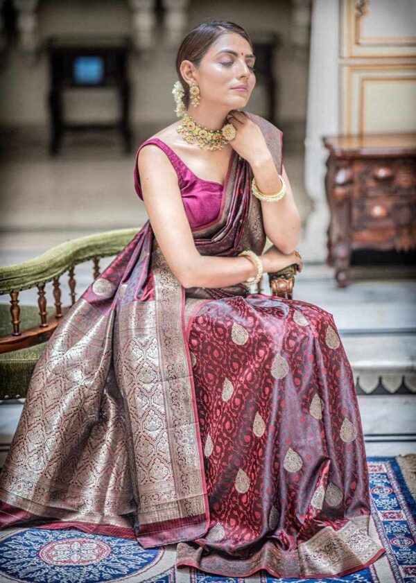 Soft Lichi Silk Saree with Jacquard Work