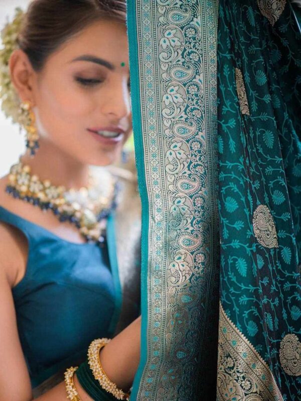 Blue Soft Lichi Silk Saree with Jacquard Weaving