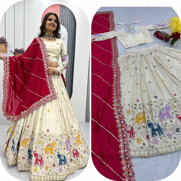 PC 503 – Pure Tissue Silk Wedding Wear Lehenga Set