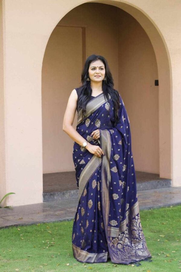 💙 KPR 212 Blue Soft Lichi Silk Saree